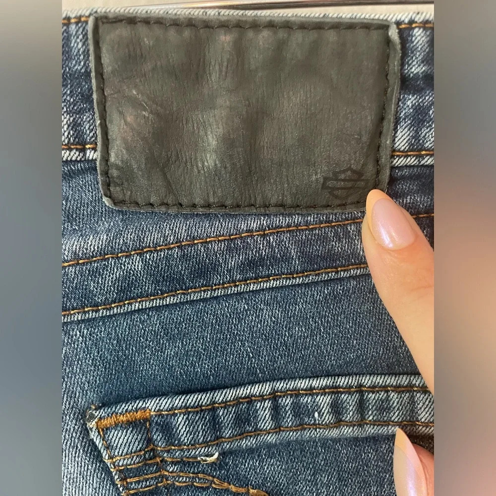 Harley Davidson Womens Dark Wash Low Rise Moto Zipper Skinny Jeans size 27 - Picture 6 of 11